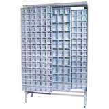 Free Standing Slider System, 4 Panels with 303 Tip Out Bins (9 QTB305 and 43 QTB306) in Grey, 18 D x 48 W x 77in H redirect to product page